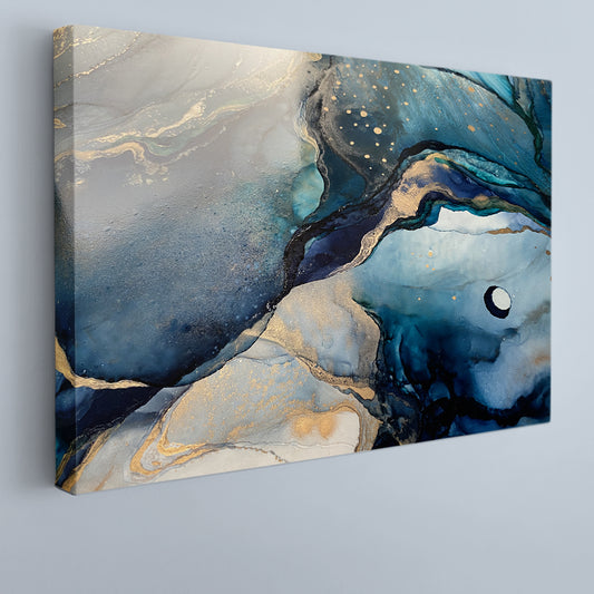 LIGHT BLUE Abstract Marble Acrylic Fluid Art Fluid Art, Oriental Marbling Canvas Print Artesty