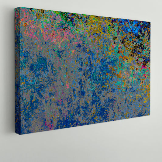 Vivid Traditional Ottoman Turkish Abstract Marbling Art Poster Fluid Art, Oriental Marbling Canvas Print Artesty 1 panel 24" x 16"