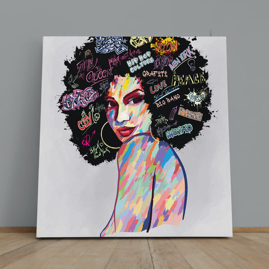 Afro American Woman Abstract Pop Art African Style Canvas Print Artesty
