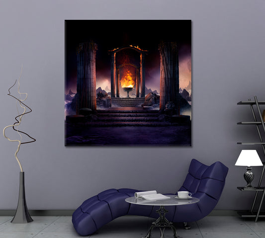 ETERNAL FIRE Ancient Columns Fantasy Landscape Fine Art Artesty