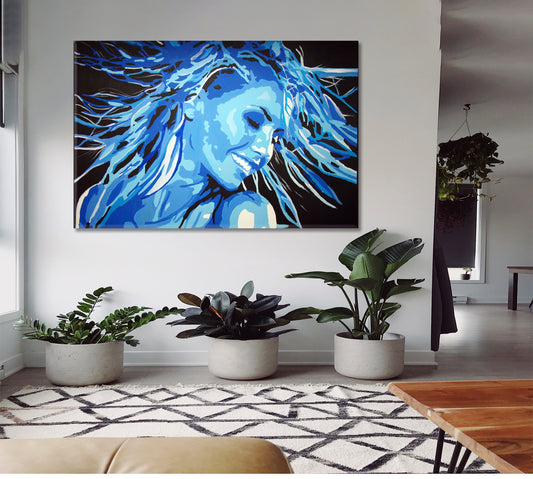 BLUE SMILE Fluttering Hair Fashion Art Portrait Hairstyle Beauty Contemporary Art Artesty