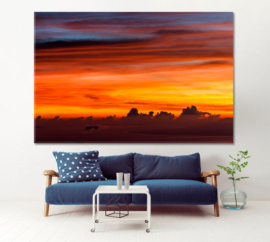 Colorful Sky Amazing Colorful Sunrise Top Agung Volcano Bali Multicolor Clouds Pattern Scenery Landscape Fine Art Print Artesty