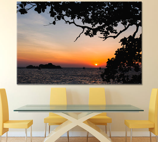 Bright Red Sunset Tropical Island Coast in Indian Ocean Landscape Scenery Landscape Fine Art Print Artesty