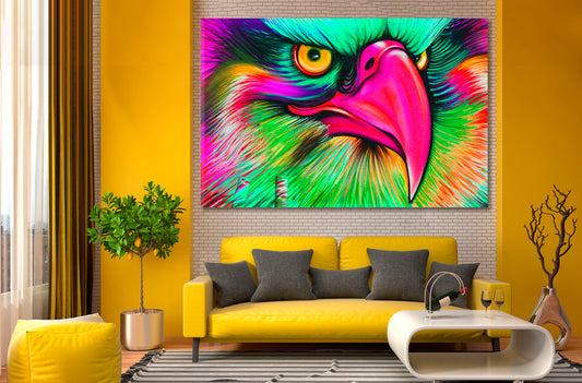 MONTREAL EAGLE Wall Street Art Abstract Vibrant Graffiti Animals Montreal Canada Canvas Print Animals Canvas Print Artesty