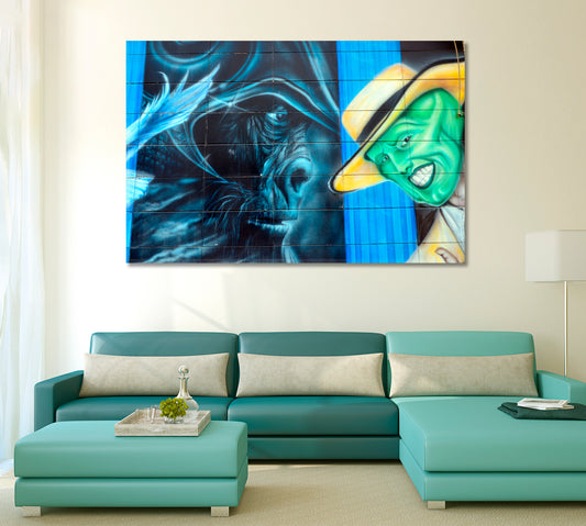MASK and Apes Planet TV characters Wall Graffiti Street Art Canvas Print Street Art Canvas Print Artesty 1 panel 24" x 16"