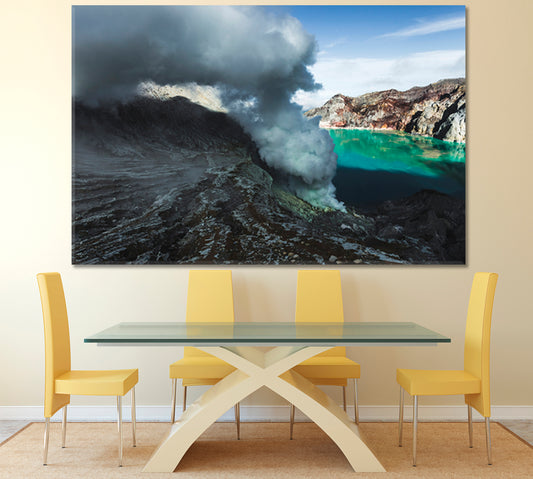 Dangerous Trip Inside Ijen Volcano Crater Java Indonesia Sulphatic Lake Scenery Landscape Fine Art Print Artesty 1 panel 24" x 16"