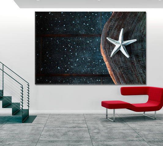 STARFISH Sea Life Nature Shapes and Forms Star Tropical Wooden Abstract Canvas Print Photo Art Artesty 1 panel 24" x 16"