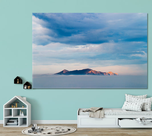 Beautiful Blue Sky Clouds Hill Panoramic Picturesque Landscape Canvas Print Scenery Landscape Fine Art Print Artesty