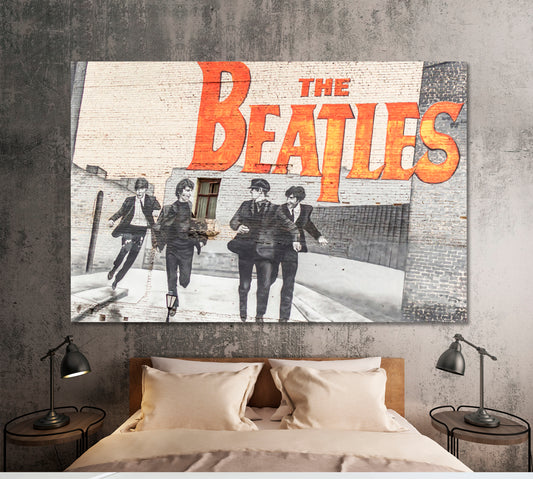 THE BEATLES GREATEST BAND EVER Iconic English Rock Band Inspired Graffiti Celebs Canvas Print Artesty 1 panel 24" x 16"