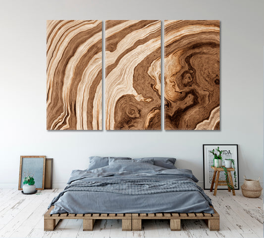ROOTS Texture Old Wood Tree Wavy Lines Age Rings Abstract Driftwood Abstract Art Print Artesty 3 panels 36" x 24"