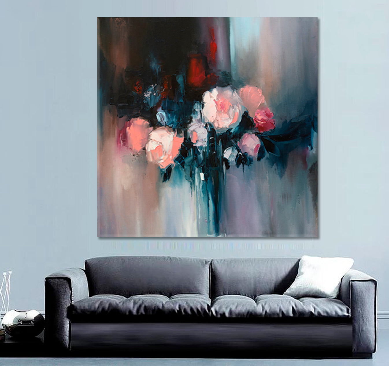BOUQUET Colorful Flowers Floral Abstraction - Square Panel Fine Art Artesty