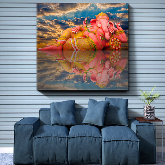 Pink Ganesha Ganesh Hindu God Religious Modern Art Artesty