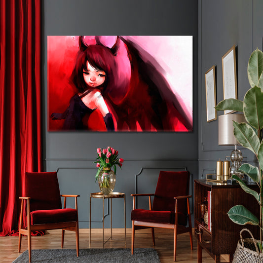 Fine Art Cute Anime Girl With Wings Canvas Print TV, Cartoons Wall Art Canvas Artesty
