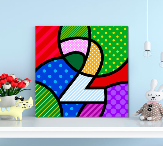 2 TWO Modern POP ART NUMBER Learning Concept for Children Abstract Art Print Artesty