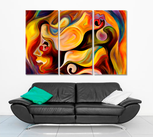 Creative Abstraction Colors And People Abstract Art Print Artesty 3 panels 36" x 24"