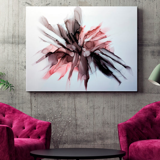 EXPRESSIVE Brave Ground Hot Chile Alcohol Ink Abstract Fluid Marble Splash Fluid Art, Oriental Marbling Canvas Print Artesty
