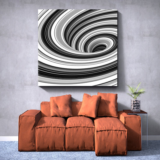 WHIRLPOOL Contrast Swirls Black And White Abstract Art Print Artesty