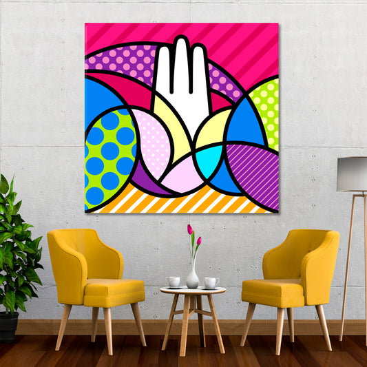 HAMSA HAND Sacred Geometry Modern Pop Art Religious Symbol Pop Art Canvas Print Artesty