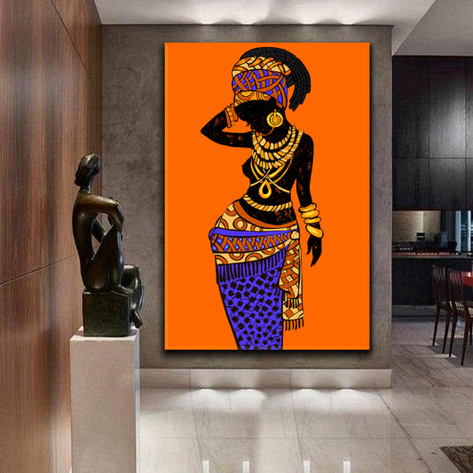 African Style Beautiful Black Woman Vibrant Abstract People Portrait Wall Hangings Artesty