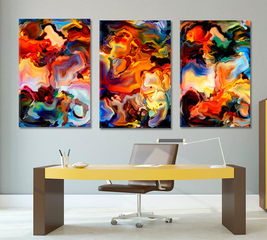 Set of 3 Vertical Panels Abstract Art Print Artesty
