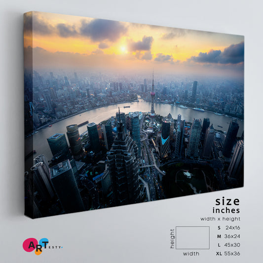 Skyline Cityscape China Shanghai Lujiazui Finance Business District Cities Wall Art Artesty