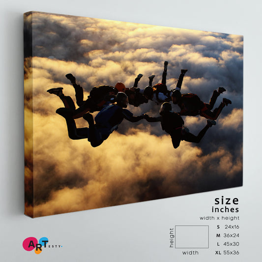 Sunset Skydiving Skyscape Canvas Artesty