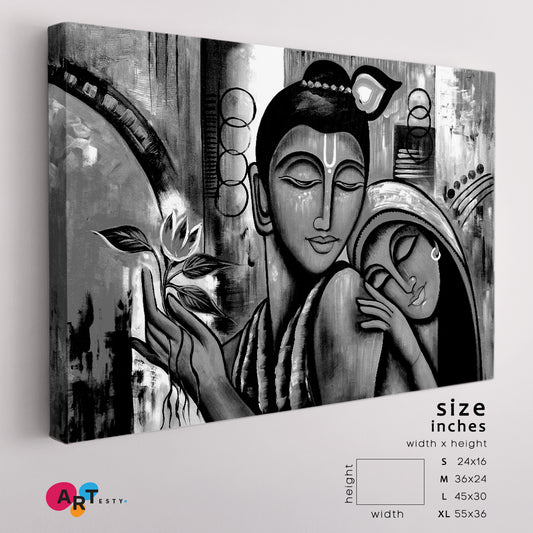 Lord Krishna Religious Abstract Black And White Religious Modern Art Artesty