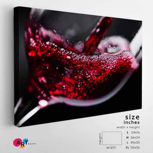 RED WINE Red on Black Restaurant Modern Wall Art Artesty 1 panel 24" x 16"