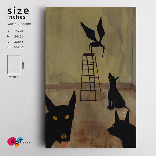 JUST FLY Metaphorical Bird And Dogs Fine Art Artesty 1 Panel 16"x24"