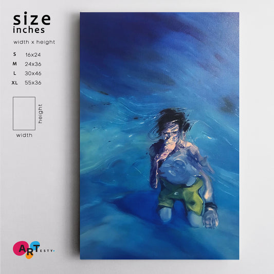 UNDERSEA Human And Ocean, Power Of Water Fine Art Artesty 1 Panel 16"x24"