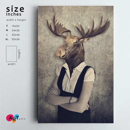 STYLISH HIPSTER ANIMALS Vintage Style Poster Office Wall Art Canvas Print Artesty