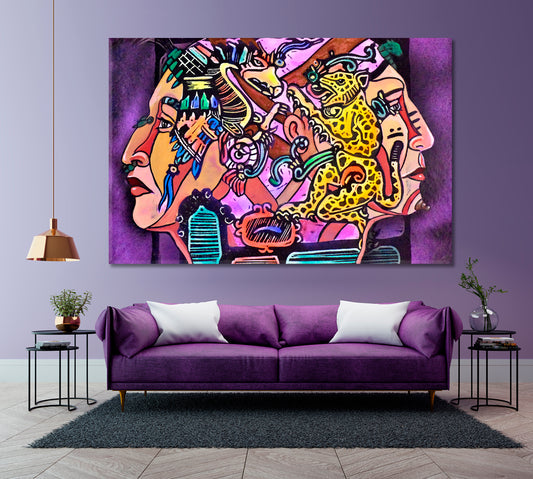 AZTEC Fantasy Warrior Picasso Motives Cubism Contemporary Art Artesty