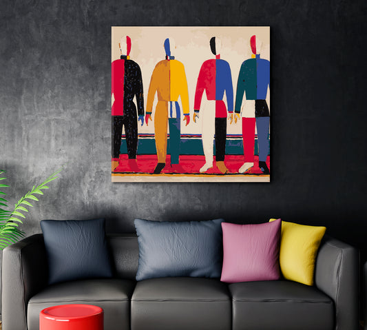 ATHLETES Suprematism Kazimir Malevich Motives Abstract Contemporary Art Artesty 1 Panel 12"x12"