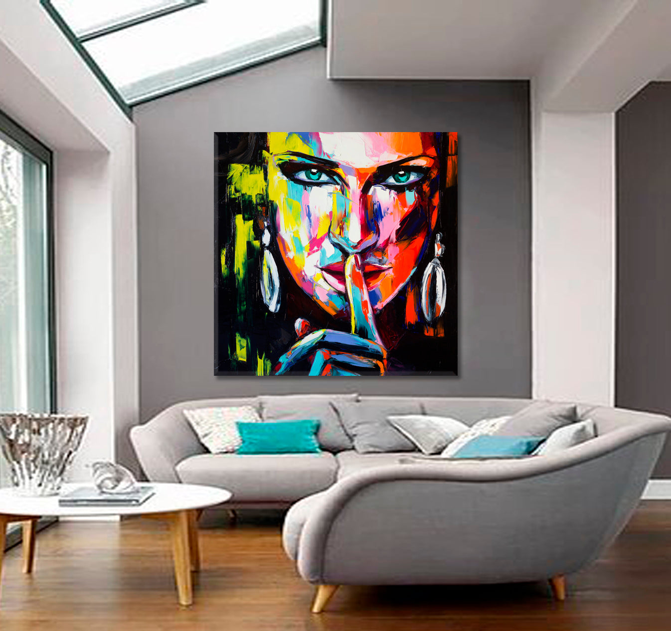 HUSH! Pretty Woman Fauvism Modern Art - Square Panel Fine Art Artesty