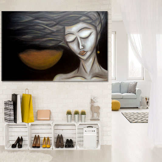 Goddess of the Moon Cubism Cubist Trendy Large Art Print Artesty