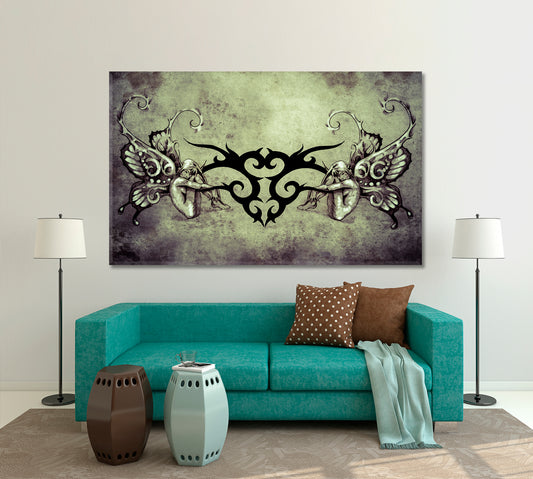 VINTAGE DESIGHN Angels Vintage Affordable Canvas Print Artesty