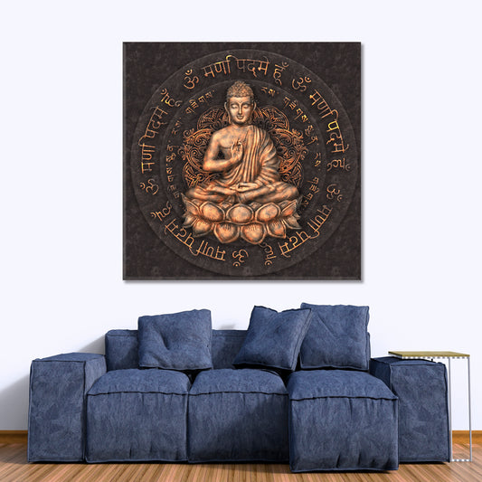 HOUSE AMULET Buddha Mantra Om Mani Padme Hum Religious Modern Art Artesty
