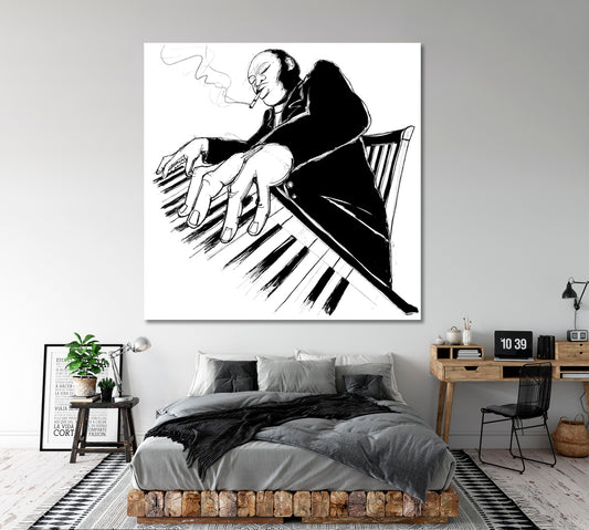 MUSIC Jazz Ragtime Pianist Music Wall Panels Artesty 1 Panel 12"x12"