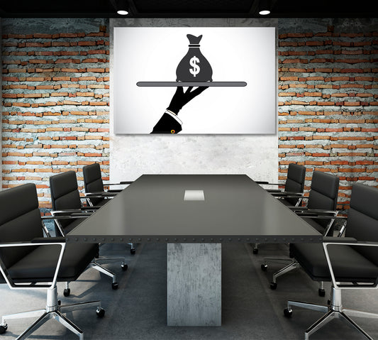 Money Bag American Dollar Financial Investment Office Wall Art Canvas Print Artesty