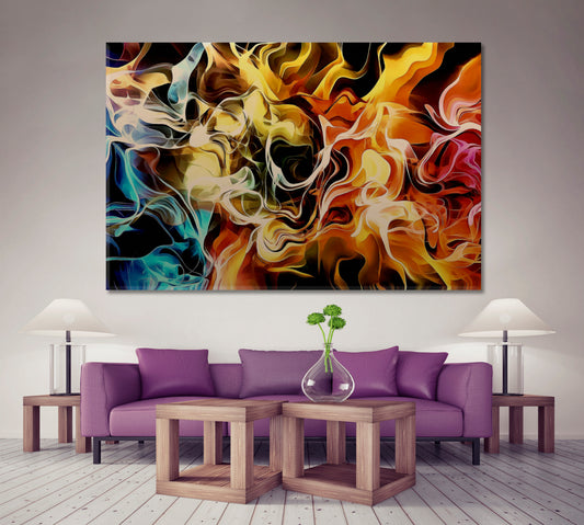 Trendy Abstract Multi Color Fire Smoky Fractal Pattern Abstract Art Print Artesty 1 panel 24" x 16"