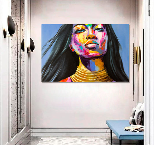 COLORFUL EMOTIONS Beautiful Woman Squaw Charming Girl People Portrait Wall Hangings Artesty 1 panel 24" x 16"