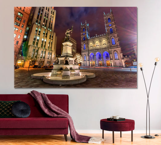 PLACE D'ARMES Montreal Notre-Dame Basilica Quebec Canada Photo Canvas Print Cities Wall Art Artesty