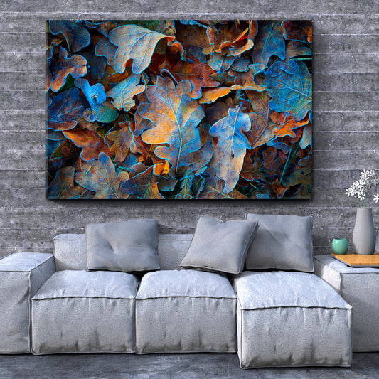 ABSTRACT NATURALISM Frozen Oak Leaves Floral & Botanical Split Art Artesty 1 panel 24" x 16"