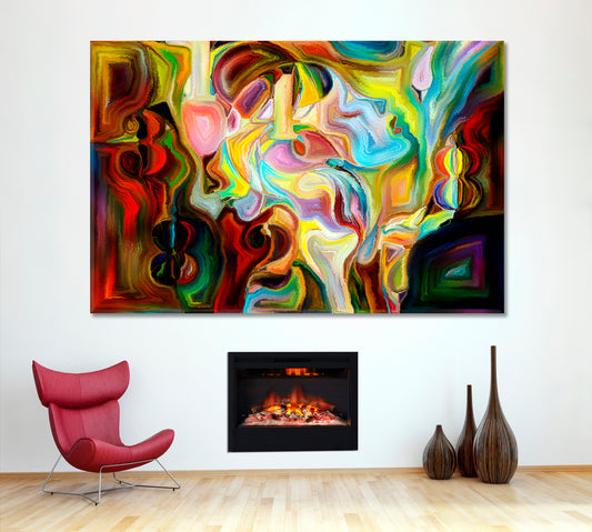 MULTIFACETED CONSCIOUSNESS Human and Numbers Abstract Art Print Artesty 1 panel 24" x 16"