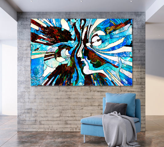 Play of Colors Stained Glass Pattern Abstract Art Print Artesty 1 panel 24" x 16"