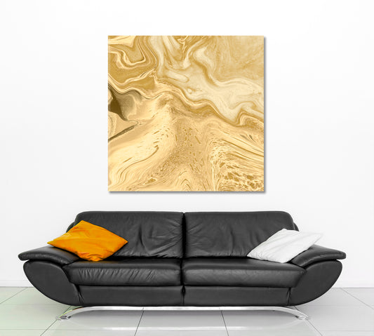 Decorative Marble Abstract Painting Earth Tones Fluid Art, Oriental Marbling Canvas Print Artesty