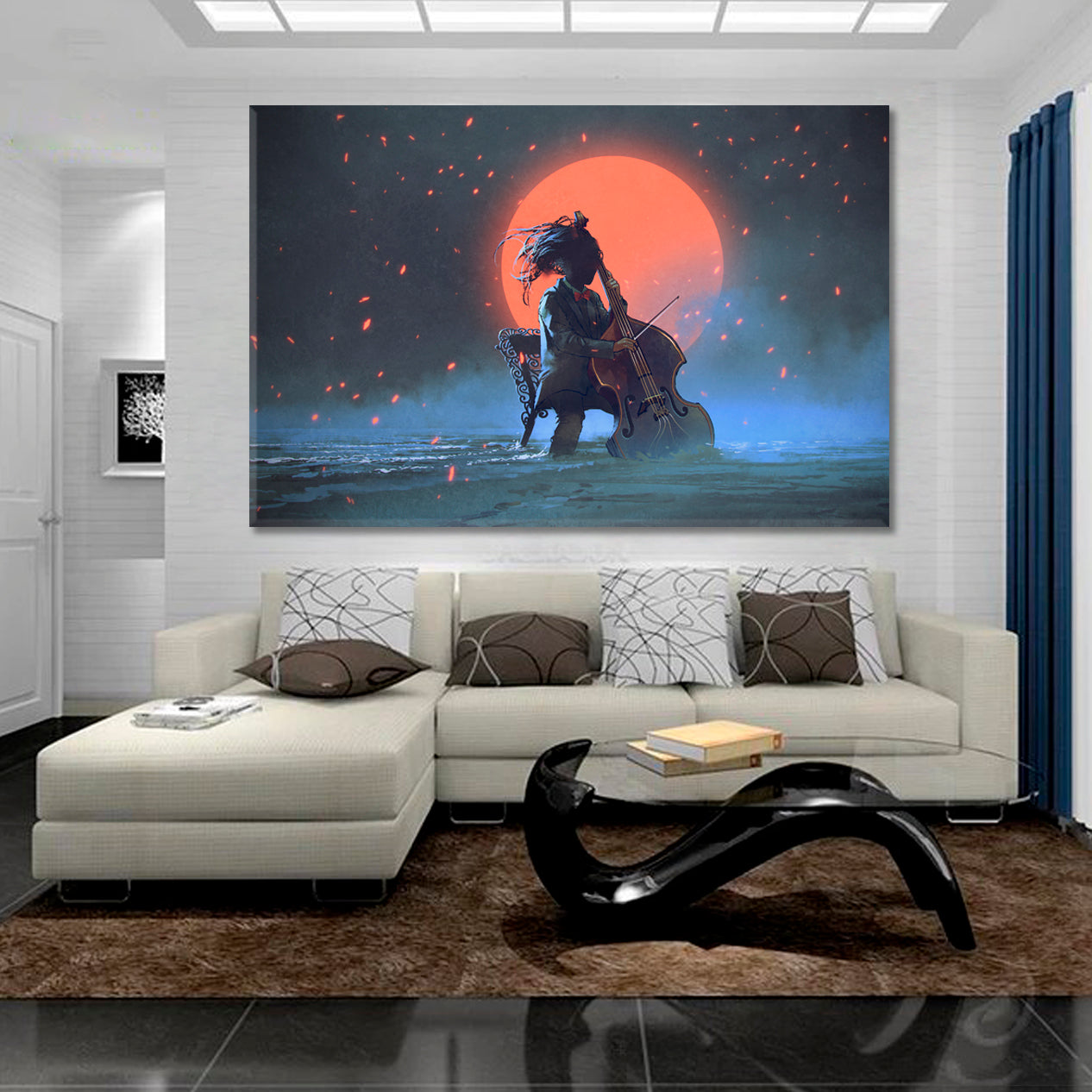 MOONLIGHT SONATA Inspired by Beethoven FANTASY Mysterious Man Surreal Fantasy Large Art Print Décor Artesty