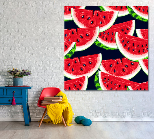 WATERMELON Appetizing Slices Abstract Juicy Summer Fruit Abstract Art Print Artesty