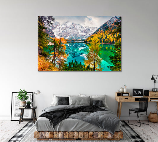 Colorful Autumn Landscape Alps Nature Wall Canvas Print Artesty 1 panel 24" x 16"