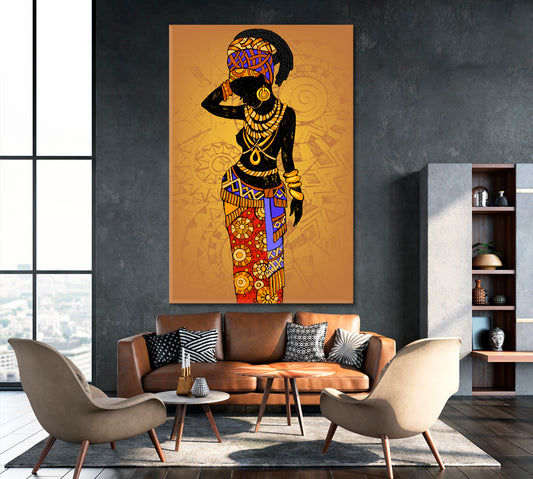 Beautiful Black Woman African Style African Style Canvas Print Artesty